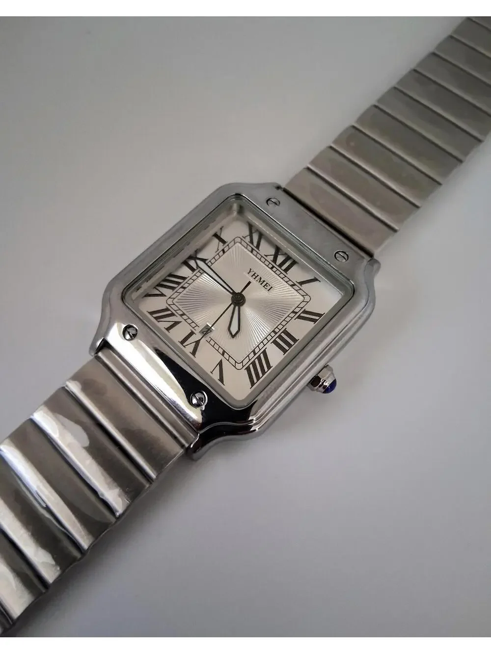 Men's Luxury Square Dial Stainless White Watch